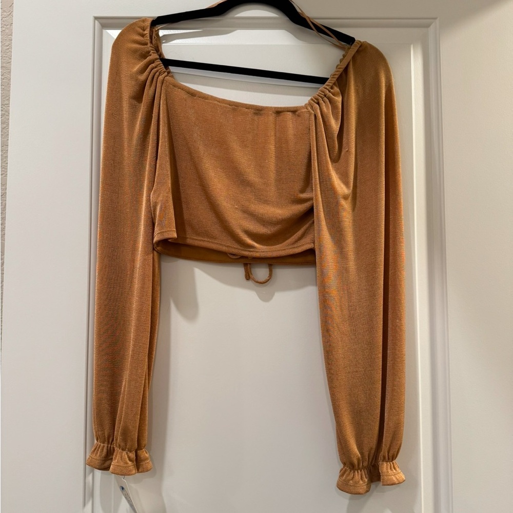 Elegant Tan Long Sleeve Women's Top